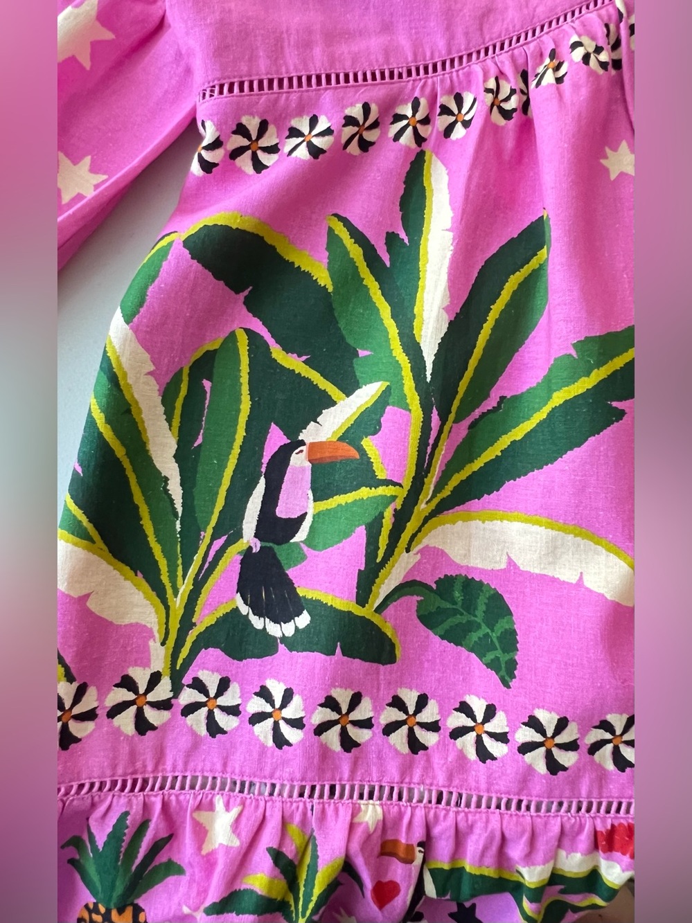 Farm Rio Leopard Forest Mini Dress XL Pink Linen Blend Tropical - Picture 8 of 16